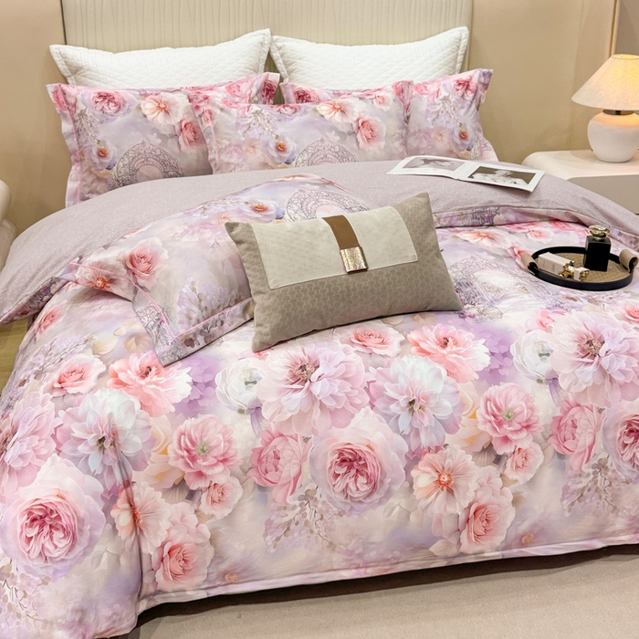 91家纺网 家纺一手货源 找家纺 凌鼎 2025新款100%全棉磨毛四件套数码印花加厚纯棉磨毛四件套盛夏