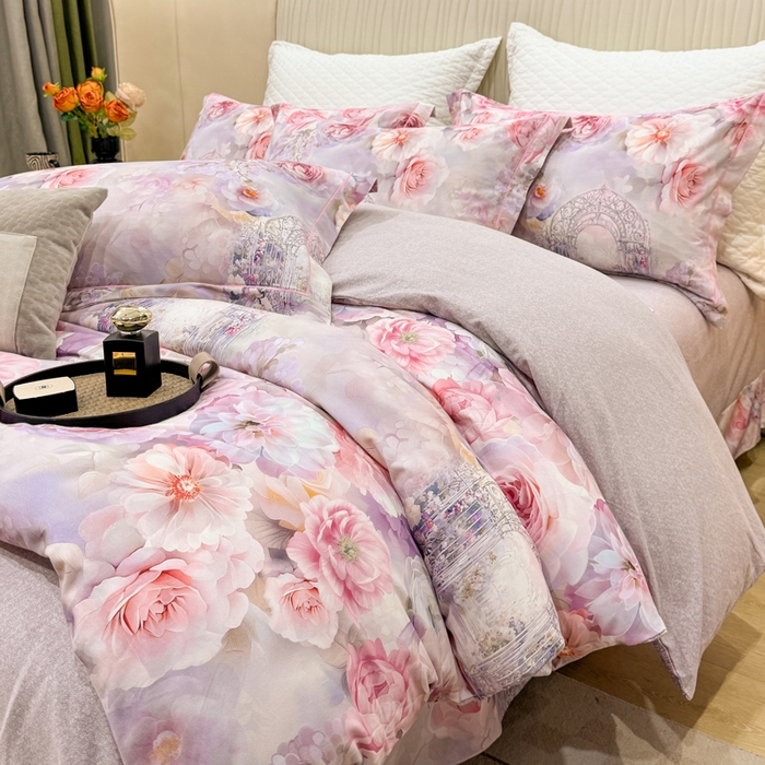 91家纺网 家纺一手货源 找家纺 凌鼎 2025新款100%全棉磨毛四件套数码印花加厚纯棉磨毛四件套盛夏