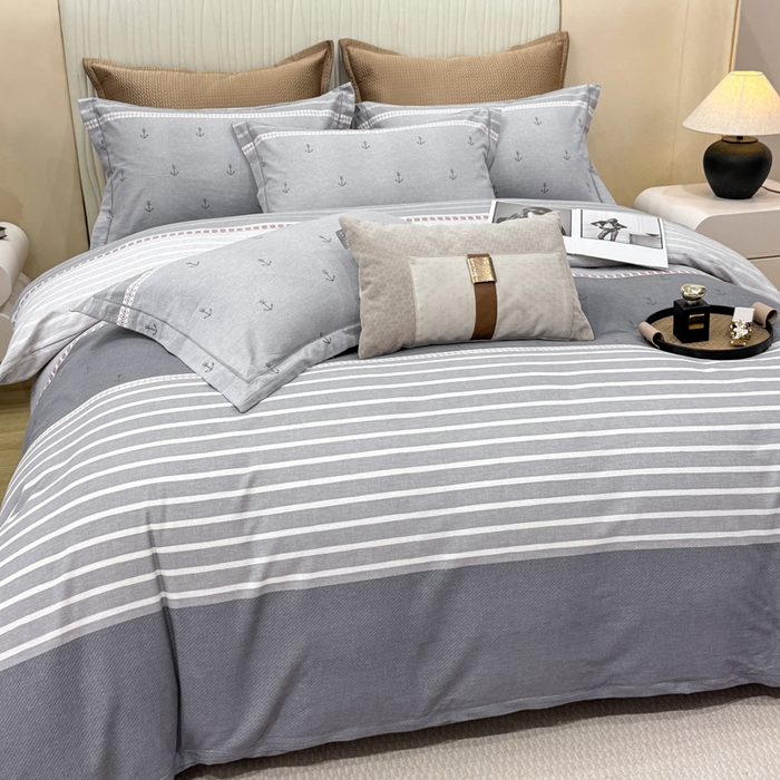 91家纺网 家纺一手货源 找家纺 凌鼎 2025新款100%全棉磨毛四件套数码印花加厚纯棉磨毛四件套西雅图灰