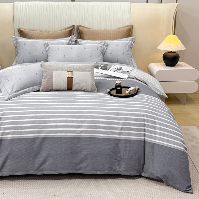 91家纺网 家纺一手货源 找家纺 凌鼎 2025新款100%全棉磨毛四件套数码印花加厚纯棉磨毛四件套西雅图灰