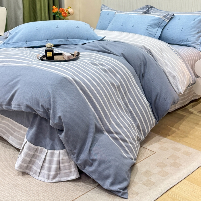 91家纺网 家纺一手货源 找家纺 凌鼎 2025新款100%全棉磨毛四件套数码印花加厚纯棉磨毛四件套西雅图兰