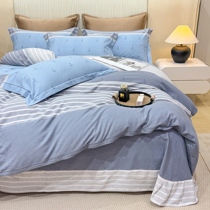 91家纺网 家纺一手货源 找家纺 凌鼎 2025新款100%全棉磨毛四件套数码印花加厚纯棉磨毛四件套西雅图兰