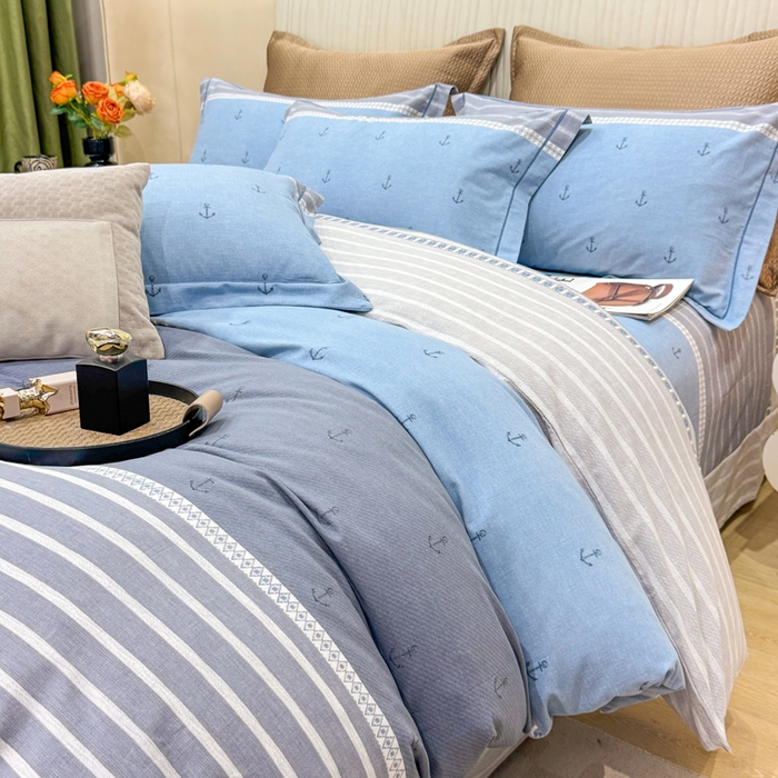 91家纺网 家纺一手货源 找家纺 凌鼎 2025新款100%全棉磨毛四件套数码印花加厚纯棉磨毛四件套西雅图兰