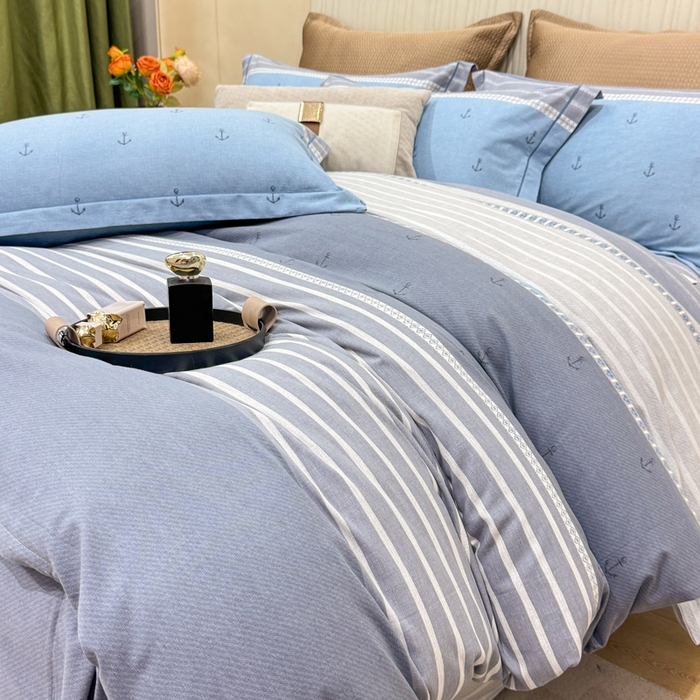 91家纺网 家纺一手货源 找家纺 凌鼎 2025新款100%全棉磨毛四件套数码印花加厚纯棉磨毛四件套西雅图兰