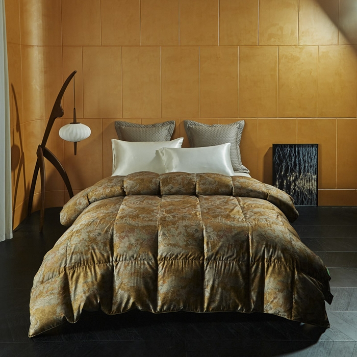 91家纺网 家纺一手货源 找家纺 暖羽屋羽绒馆 2025新款水墨羽绒被子95白鹅绒丝被芯古典中国风加厚羽毛被冬被春秋被子被芯 X 枫林晚