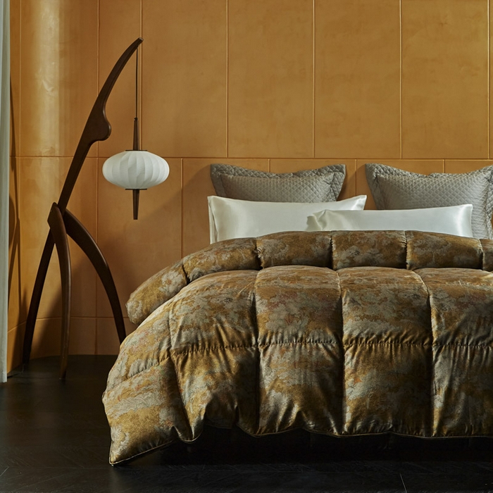 91家纺网 家纺一手货源 找家纺 暖羽屋羽绒馆 2025新款水墨羽绒被子95白鹅绒丝被芯古典中国风加厚羽毛被冬被春秋被子被芯 X 枫林晚