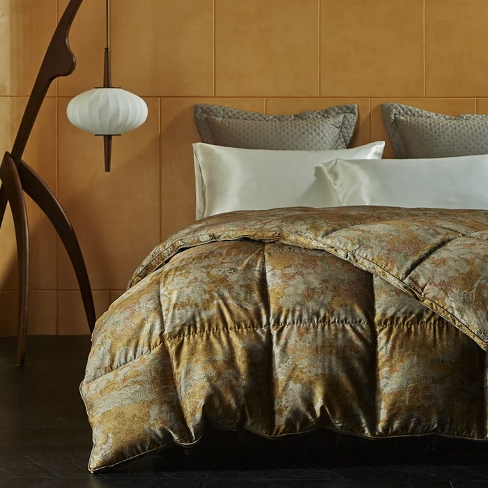 91家纺网 家纺一手货源 找家纺 暖羽屋羽绒馆 2025新款水墨羽绒被子95白鹅绒丝被芯古典中国风加厚羽毛被冬被春秋被子被芯 X 枫林晚