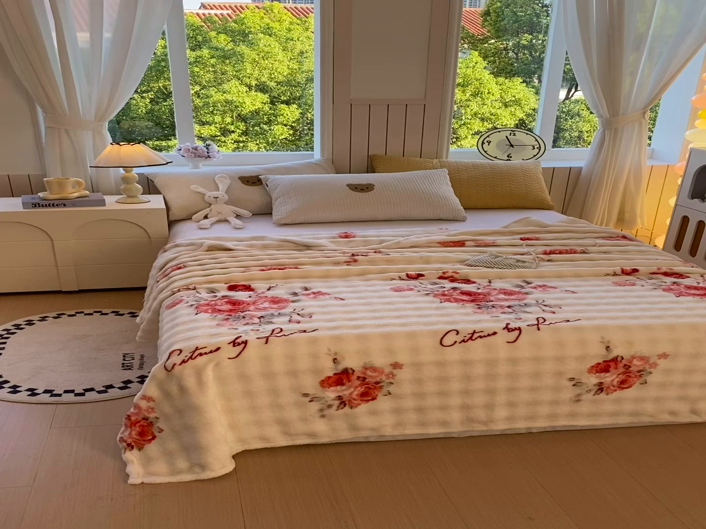 91家纺网 家纺一手货源 找家纺 悦织湾家纺 2025新款炫彩仿兔毛绒泡泡绒牛奶绒法兰绒毛毯休闲毯沙发盖毯跨境外贸出口专供 国色天香