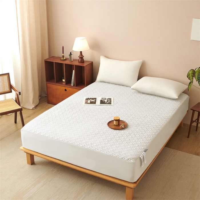 91家纺网 家纺一手货源 找家纺 淼铭家纺 2025秋冬新款夹棉床护笠单品床笠床笠单件 米白