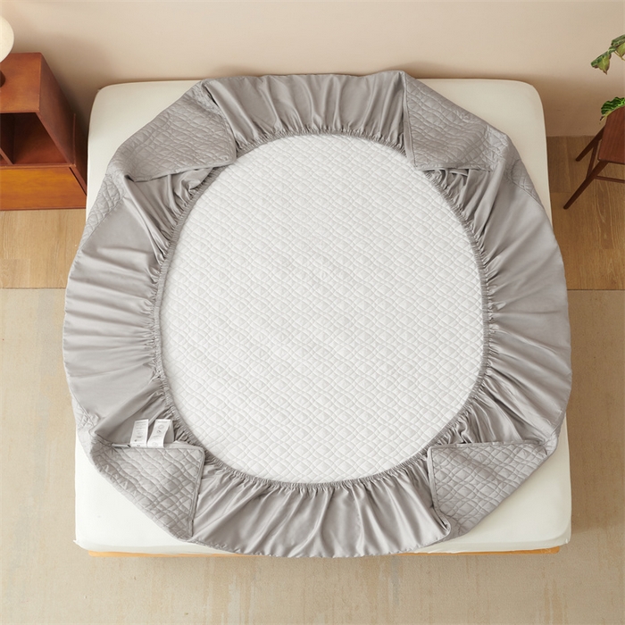 91家纺网 家纺一手货源 找家纺 淼铭家纺 2025秋冬新款夹棉床护笠单品床笠床笠单件 金属灰