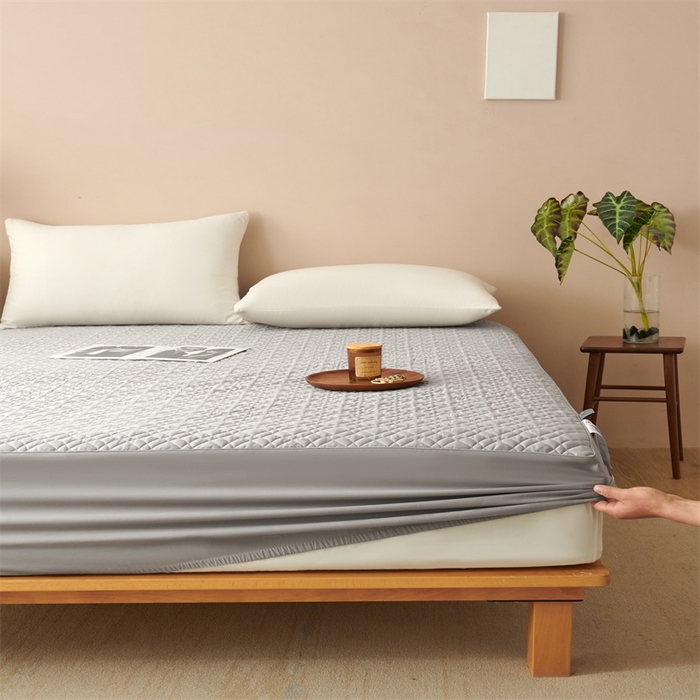 91家纺网 家纺一手货源 找家纺 淼铭家纺 2025秋冬新款夹棉床护笠单品床笠床笠单件 金属灰