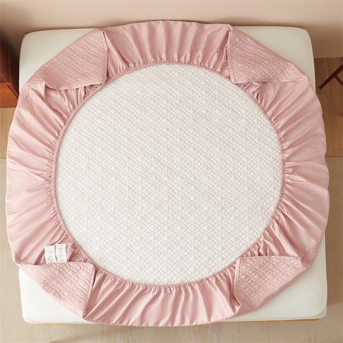 91家纺网 家纺一手货源 找家纺 淼铭家纺 2025秋冬新款夹棉床护笠单品床笠床笠单件 香妃粉