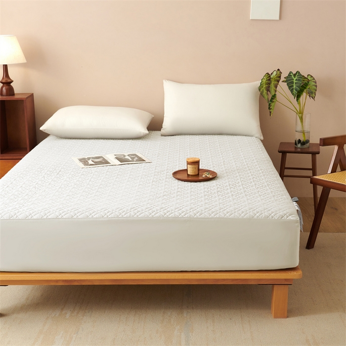 91家纺网 家纺一手货源 找家纺 淼铭家纺 2025秋冬新款夹棉床护笠单品床笠床笠单件 米白