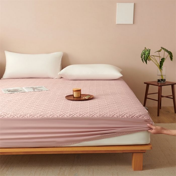 91家纺网 家纺一手货源 找家纺 淼铭家纺 2025秋冬新款夹棉床护笠单品床笠床笠单件 香妃粉