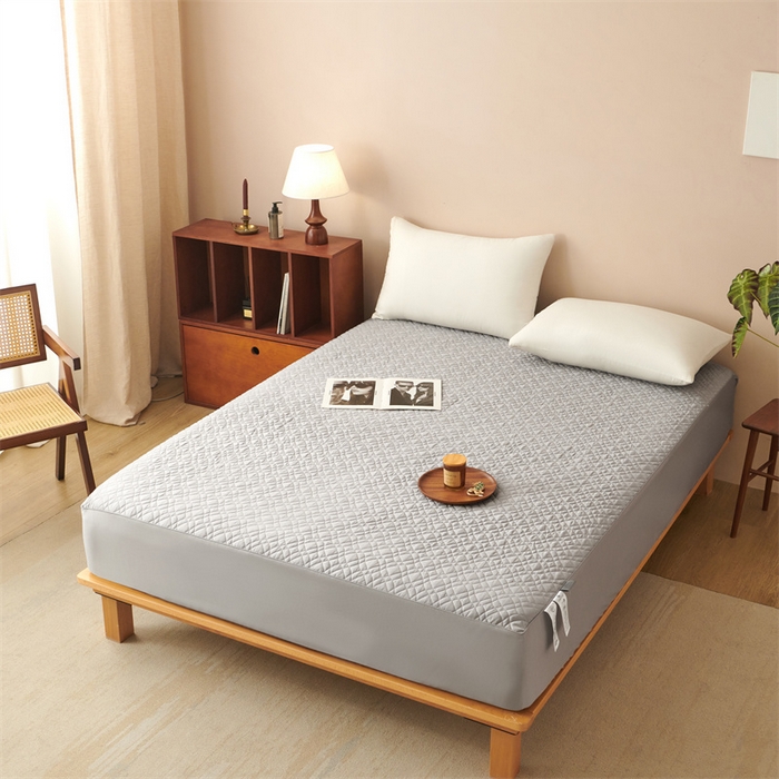 91家纺网 家纺一手货源 找家纺 淼铭家纺 2025秋冬新款夹棉床护笠单品床笠床笠单件 金属灰