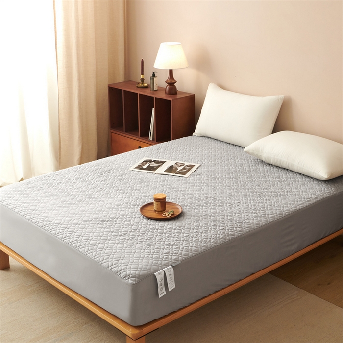 91家纺网 家纺一手货源 找家纺 淼铭家纺 2025秋冬新款夹棉床护笠单品床笠床笠单件 金属灰