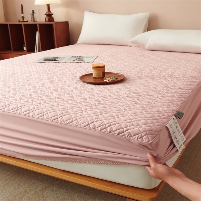淼铭家纺 2025秋冬新款夹棉床护笠单品床笠床笠单件 香妃粉