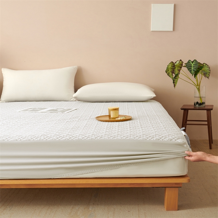 91家纺网 家纺一手货源 找家纺 淼铭家纺 2025秋冬新款夹棉床护笠单品床笠床笠单件 米白