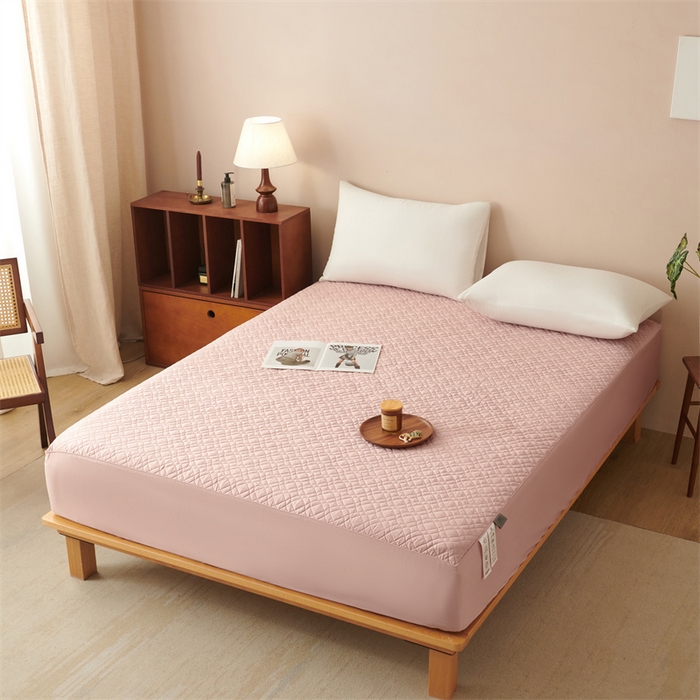 91家纺网 家纺一手货源 找家纺 淼铭家纺 2025秋冬新款夹棉床护笠单品床笠床笠单件 香妃粉