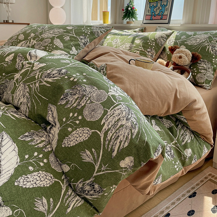 91家纺网 家纺一手货源 找家纺 （总）忆生活 2025新款秋冬复古风全棉加厚磨毛四件套