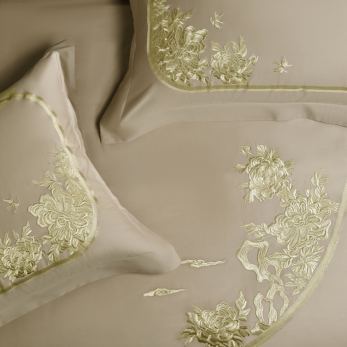 91家纺网 家纺一手货源 找家纺 淼铭家纺 2025新款国风系列长绒棉四件套-蝶恋花蝶恋花-金