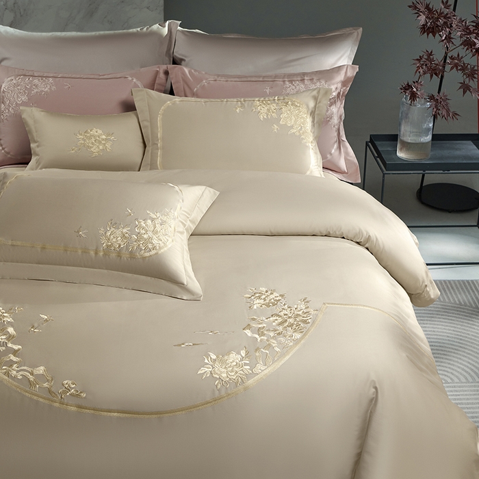 91家纺网 家纺一手货源 找家纺 淼铭家纺 2025新款国风系列长绒棉四件套-蝶恋花蝶恋花-金