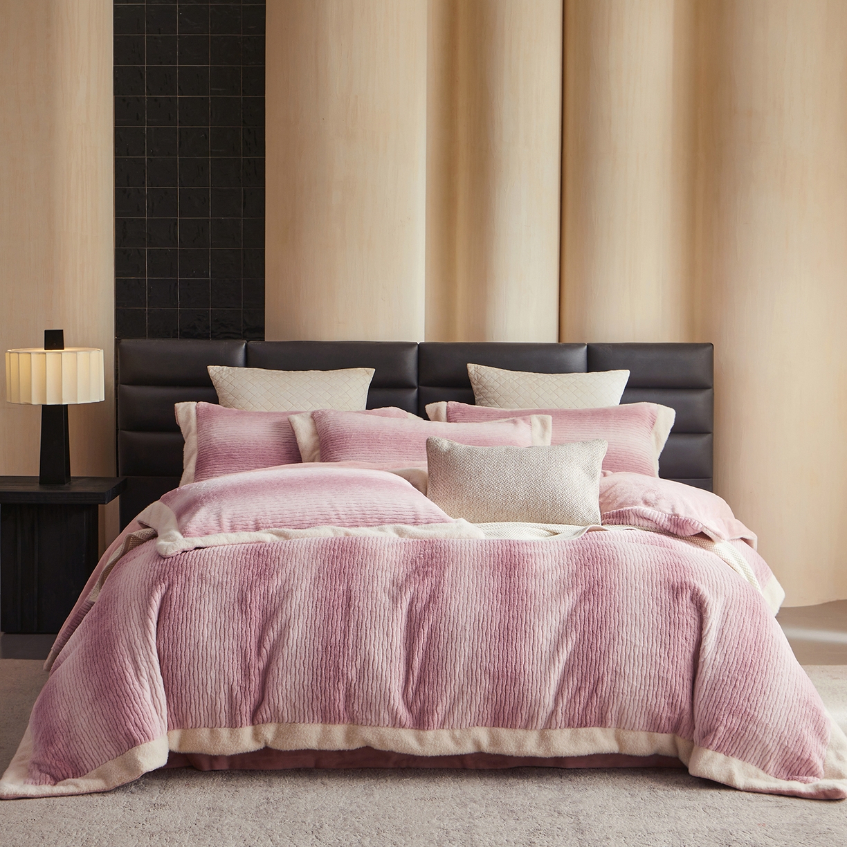 佳汐蓝家纺 2025新款仿狐绒牛奶绒四件套-柔如系列 初荷粉