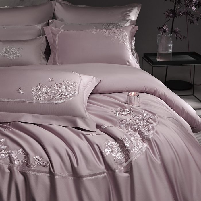 91家纺网 家纺一手货源 找家纺 淼铭家纺 2025新款国风系列长绒棉四件套-蝶恋花蝶恋花-紫色