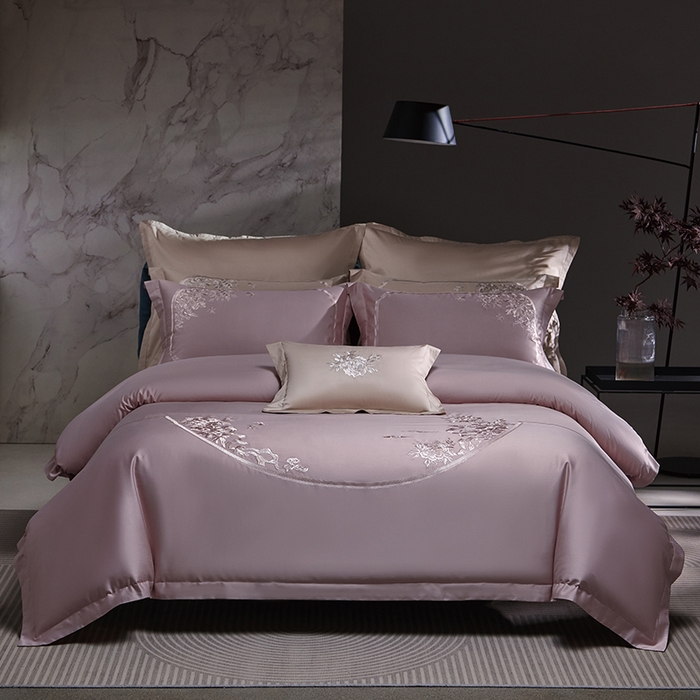 淼铭家纺 2025新款国风系列长绒棉四件套-蝶恋花蝶恋花-紫色