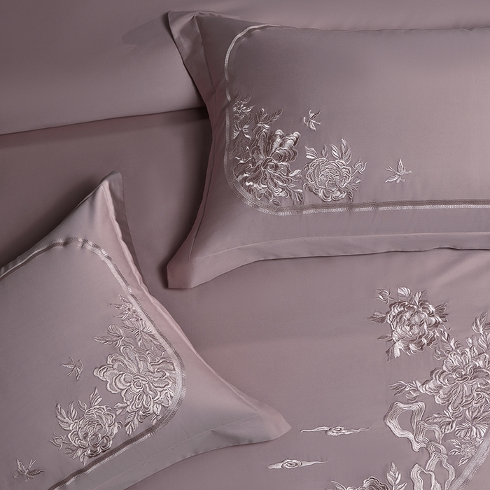 91家纺网 家纺一手货源 找家纺 淼铭家纺 2025新款国风系列长绒棉四件套-蝶恋花蝶恋花-紫色