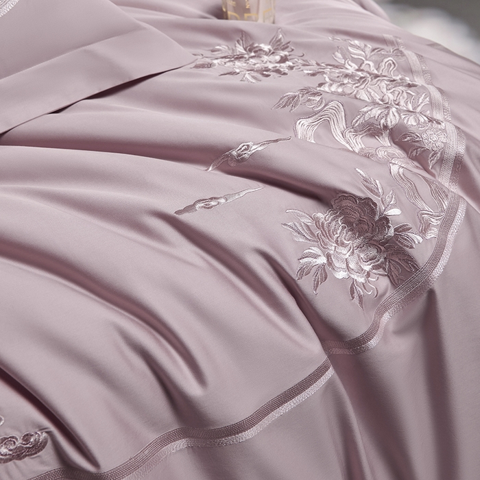 91家纺网 家纺一手货源 找家纺 淼铭家纺 2025新款国风系列长绒棉四件套-蝶恋花蝶恋花-紫色