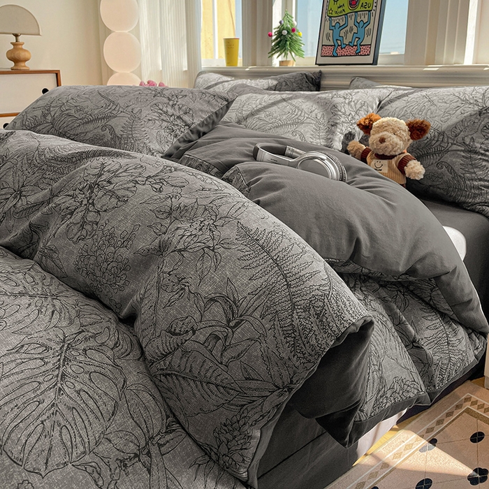 91家纺网 家纺一手货源 找家纺 （总）忆生活 2025新款秋冬复古风全棉加厚磨毛四件套