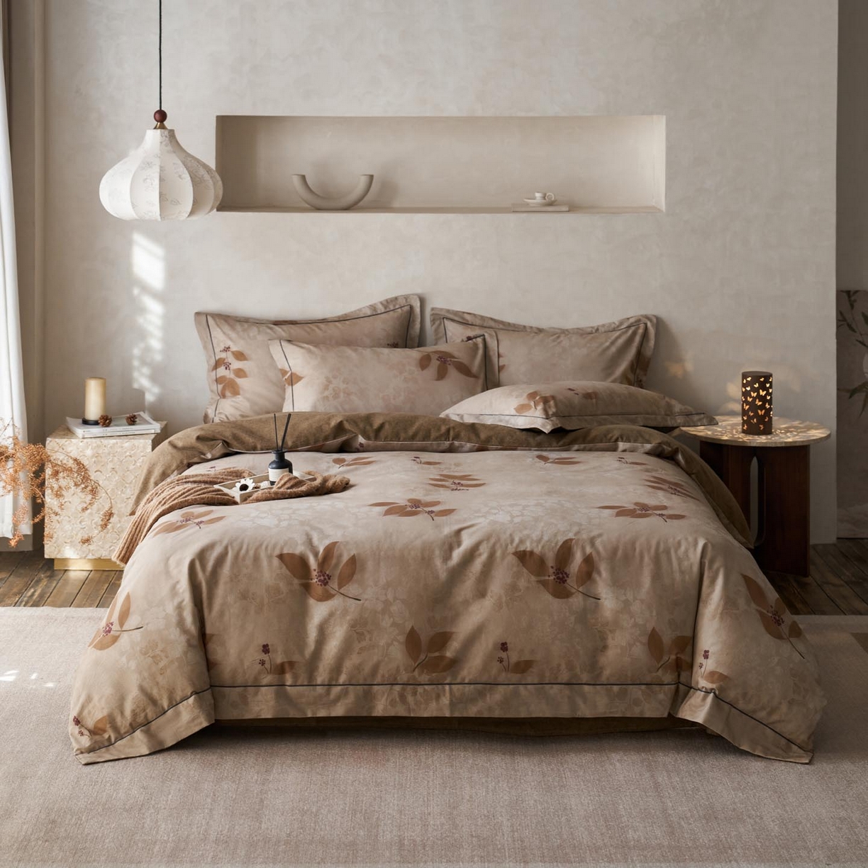 91家纺网 家纺一手货源 找家纺 涵宸家纺 2025新款全棉磨毛印花四件套-奥罗 观云