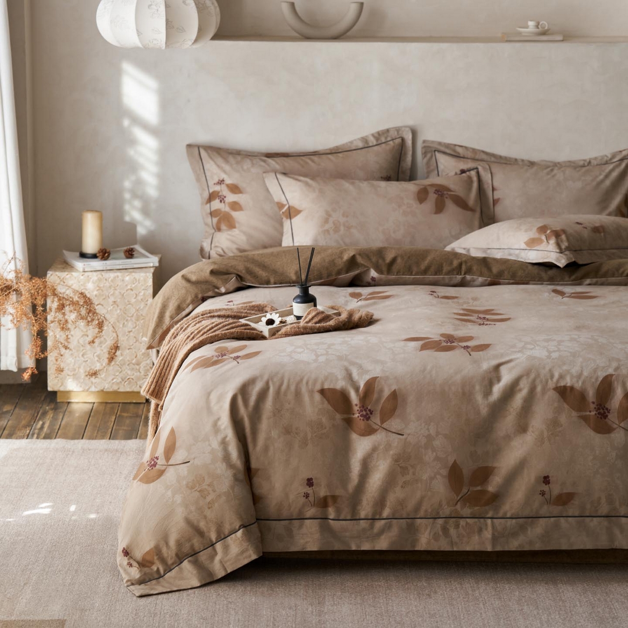 91家纺网 家纺一手货源 找家纺 涵宸家纺 2025新款全棉磨毛印花四件套-奥罗 观云