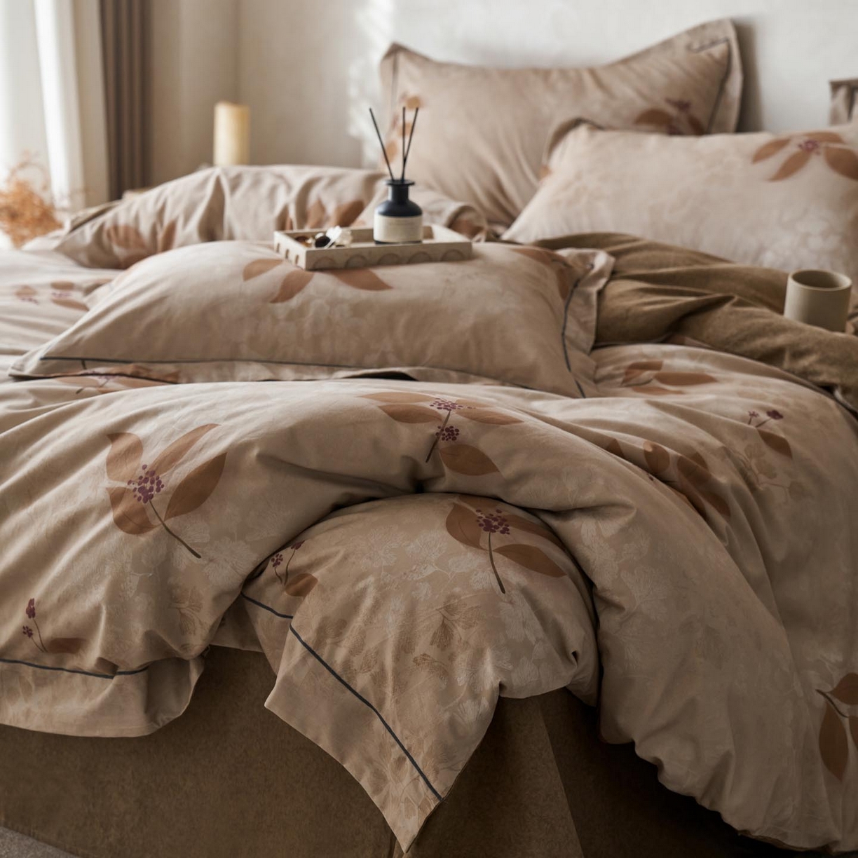 91家纺网 家纺一手货源 找家纺 涵宸家纺 2025新款全棉磨毛印花四件套-奥罗 观云