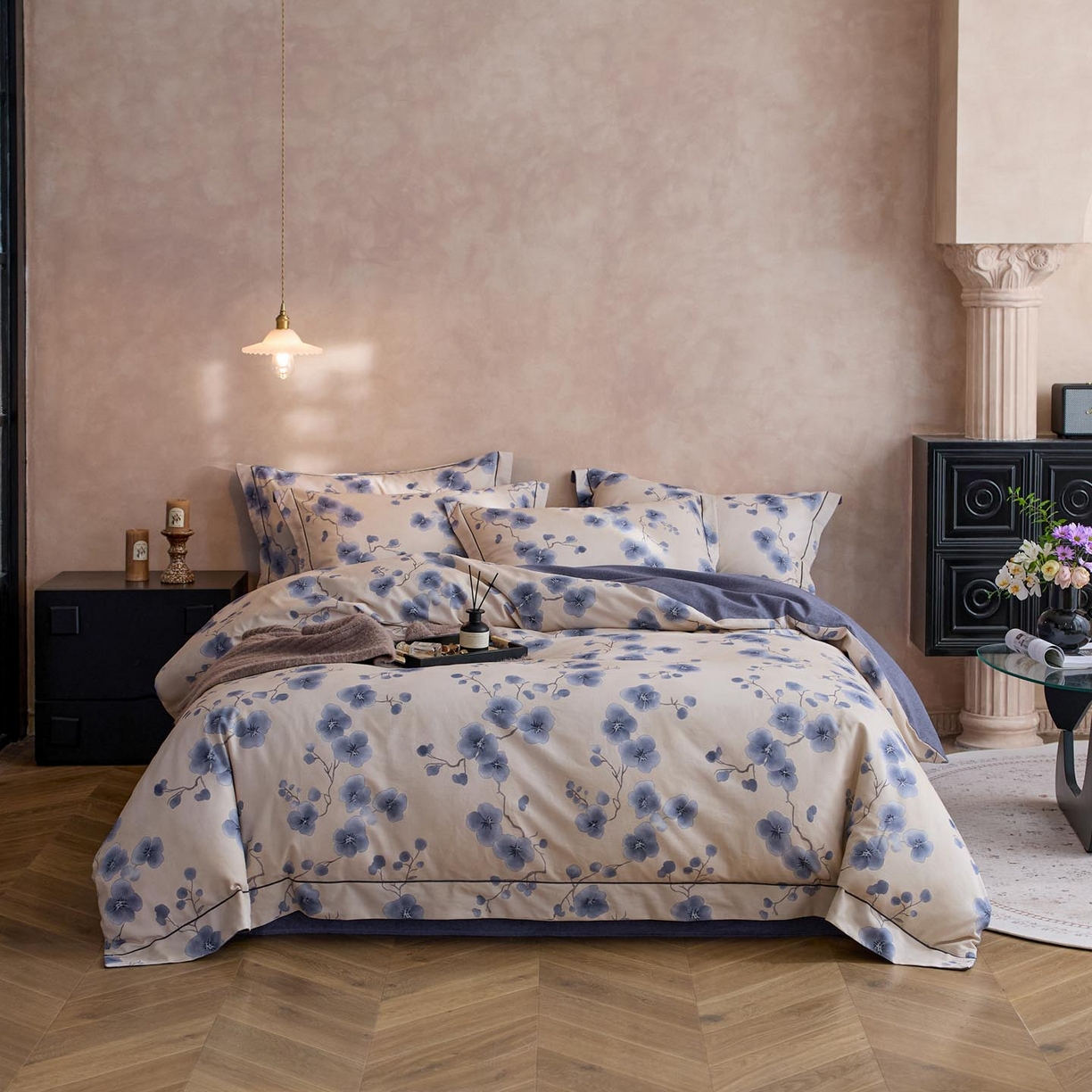 91家纺网 家纺一手货源 找家纺 涵宸家纺 2025新款全棉磨毛印花四件套-奥罗 美觉-兰