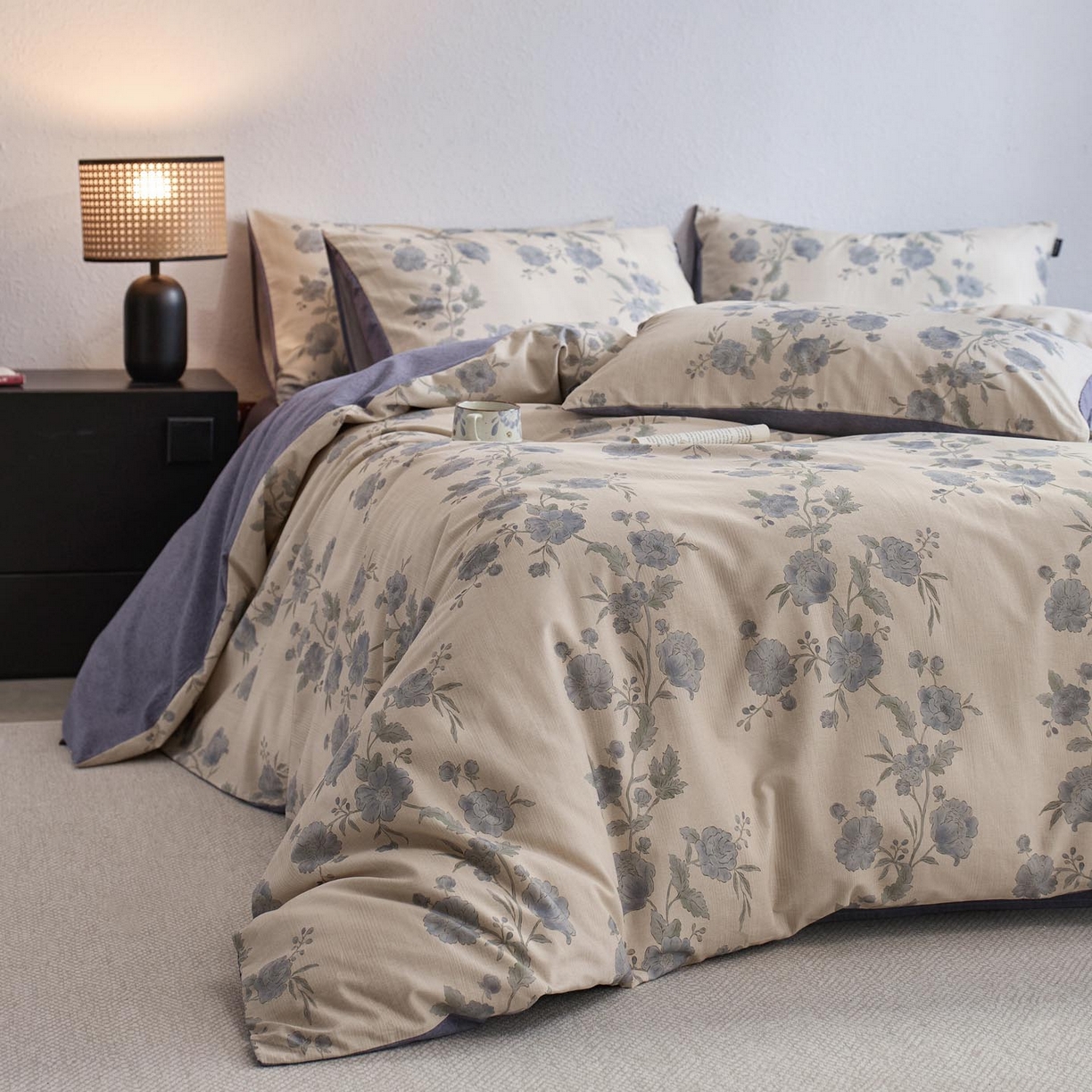 91家纺网 家纺一手货源 找家纺 涵宸家纺 2025新款全棉磨毛印花四件套-御岚 拂晓