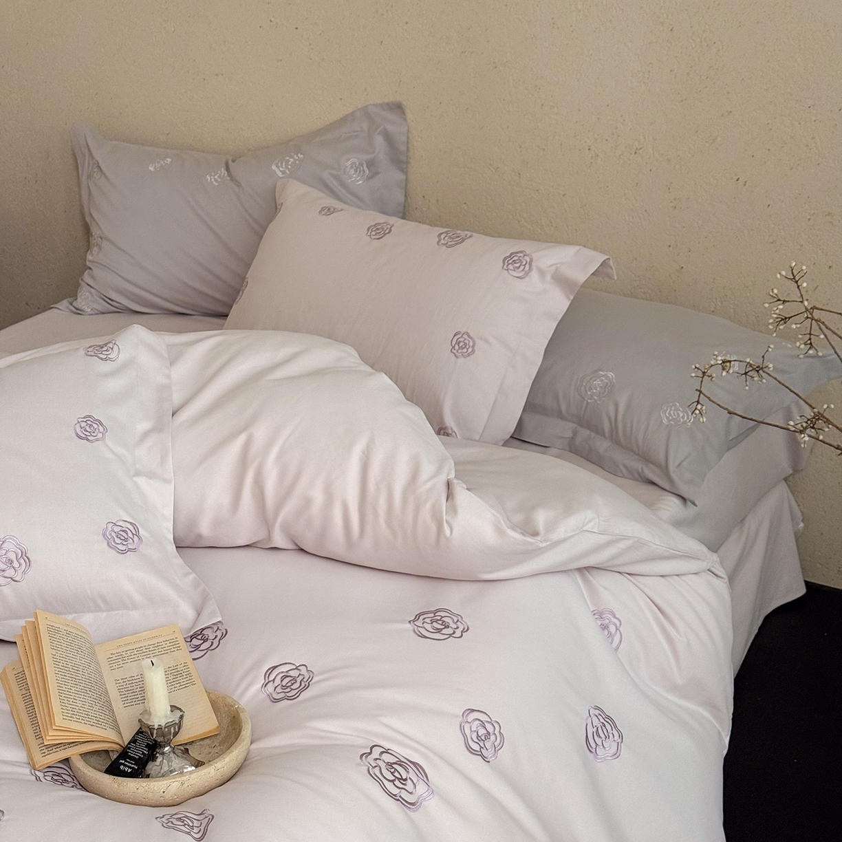 91家纺网 家纺一手货源 找家纺 佳汐蓝家纺 2025新款全棉百支暖绒磨毛四件套-伊瓦尔 伊瓦尔 紫