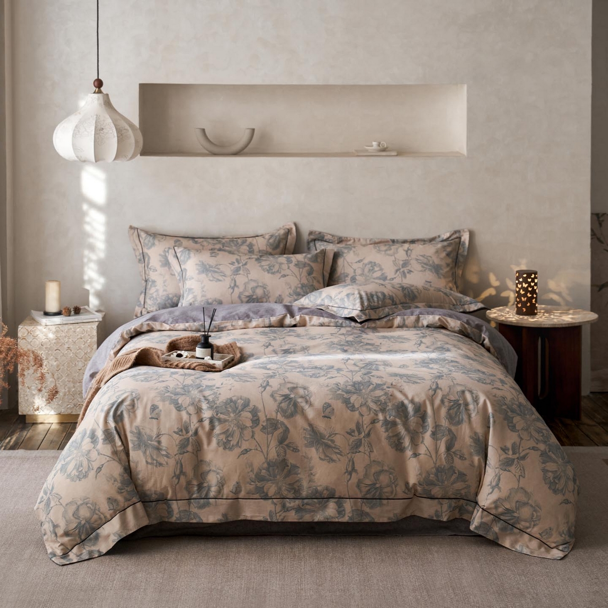 91家纺网 家纺一手货源 找家纺 涵宸家纺 2025新款全棉磨毛印花四件套-奥罗 听风-绿