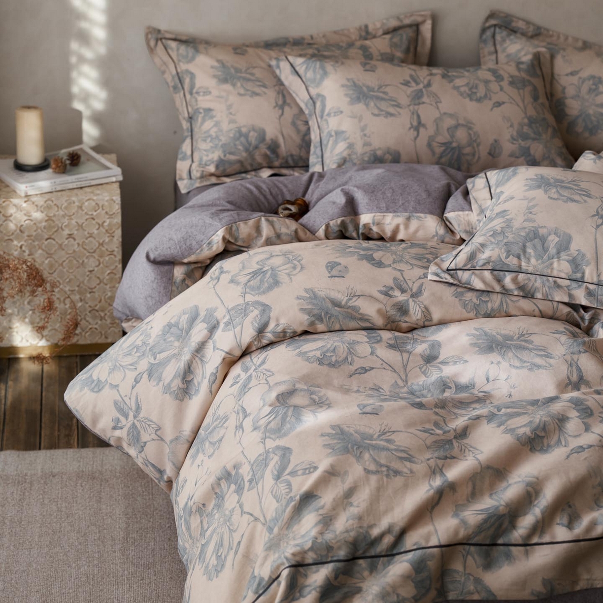 91家纺网 家纺一手货源 找家纺 涵宸家纺 2025新款全棉磨毛印花四件套-奥罗 听风-绿