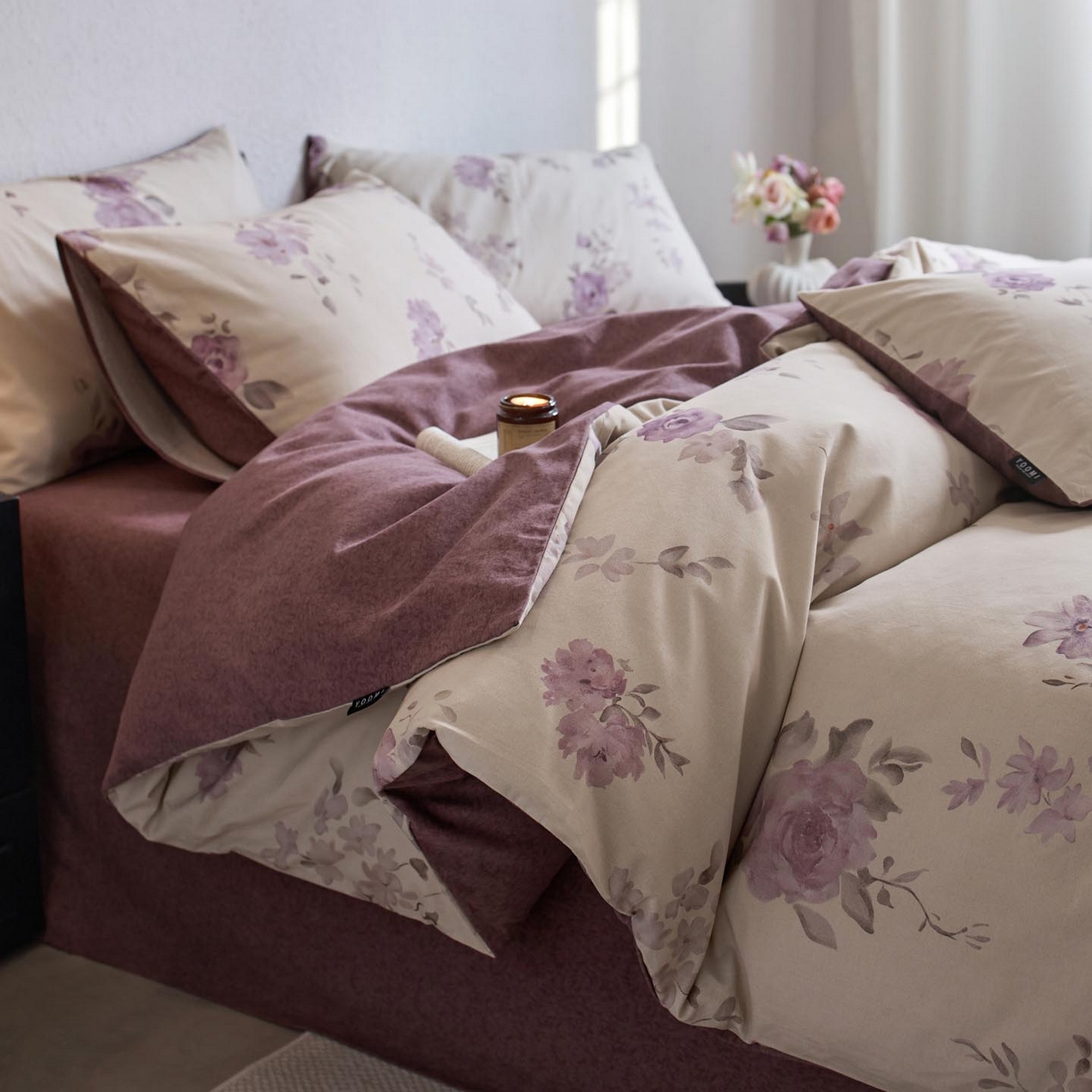 91家纺网 家纺一手货源 找家纺 涵宸家纺 2025新款全棉磨毛印花四件套-御岚 华韵-米