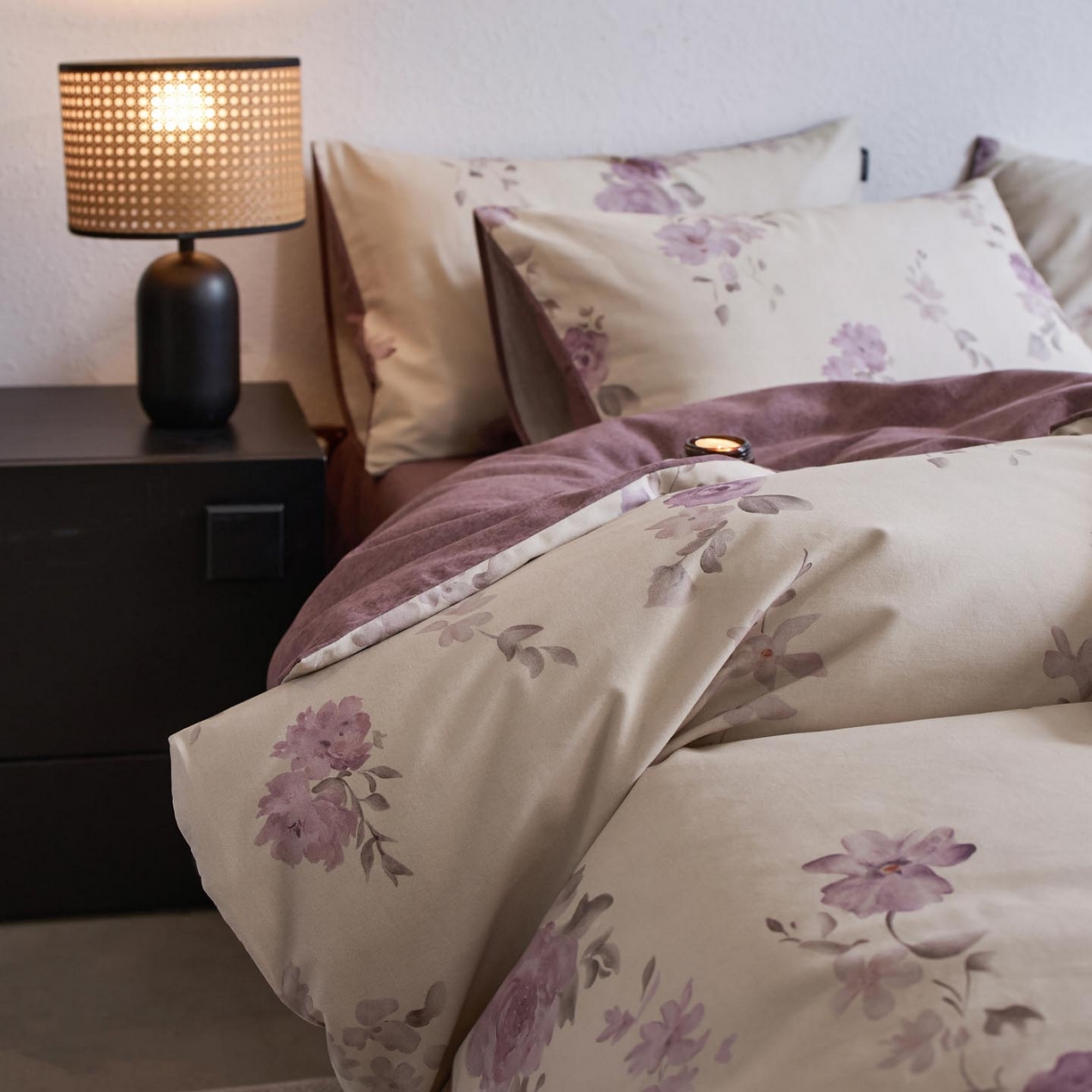 91家纺网 家纺一手货源 找家纺 涵宸家纺 2025新款全棉磨毛印花四件套-御岚 华韵-米