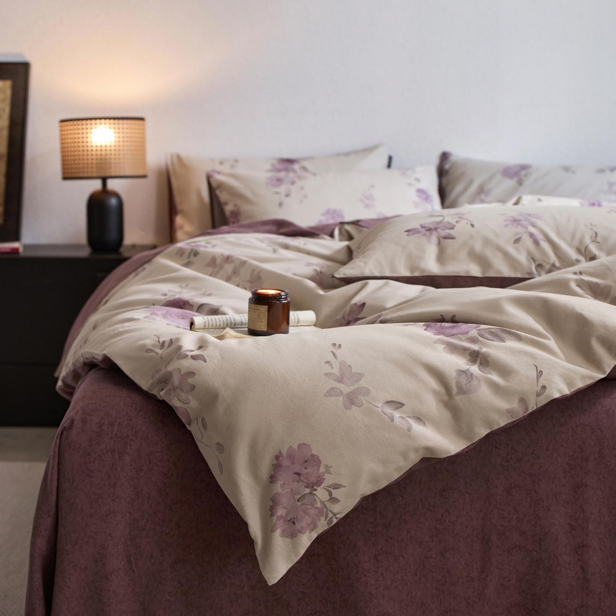 91家纺网 家纺一手货源 找家纺 涵宸家纺 2025新款全棉磨毛印花四件套-御岚 华韵-米