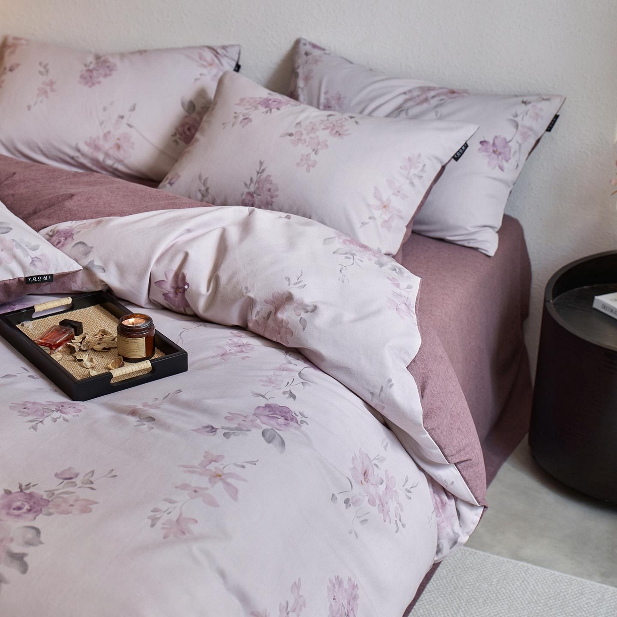 91家纺网 家纺一手货源 找家纺 涵宸家纺 2025新款全棉磨毛印花四件套-御岚 华韵-紫
