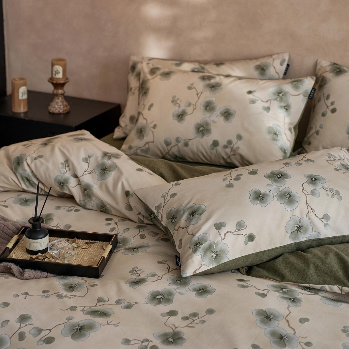 91家纺网 家纺一手货源 找家纺 涵宸家纺 2025新款全棉磨毛印花四件套-御岚 美觉-绿