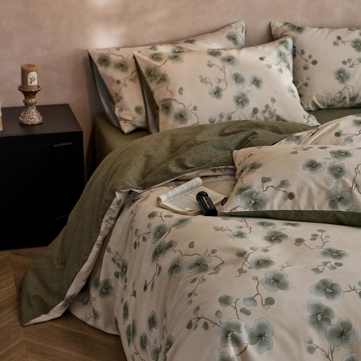 91家纺网 家纺一手货源 找家纺 涵宸家纺 2025新款全棉磨毛印花四件套-御岚 美觉-绿