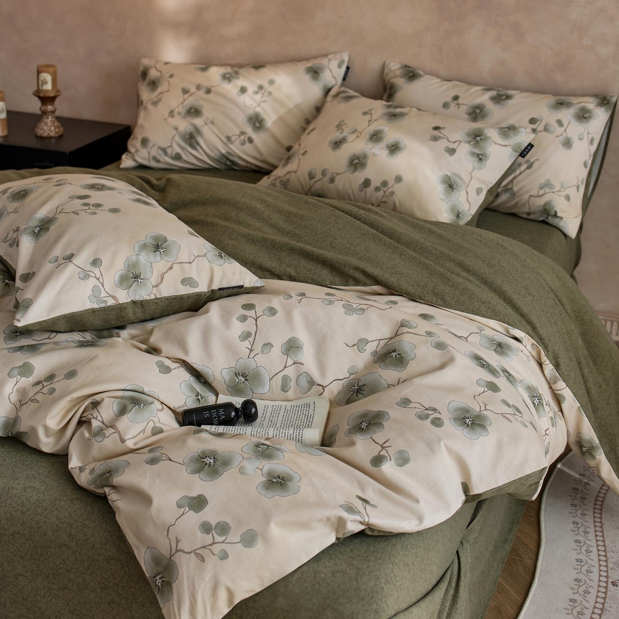 91家纺网 家纺一手货源 找家纺 涵宸家纺 2025新款全棉磨毛印花四件套-御岚 美觉-绿