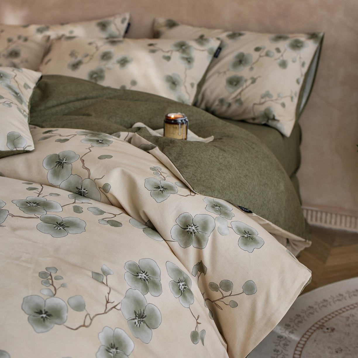 91家纺网 家纺一手货源 找家纺 涵宸家纺 2025新款全棉磨毛印花四件套-御岚 美觉-绿