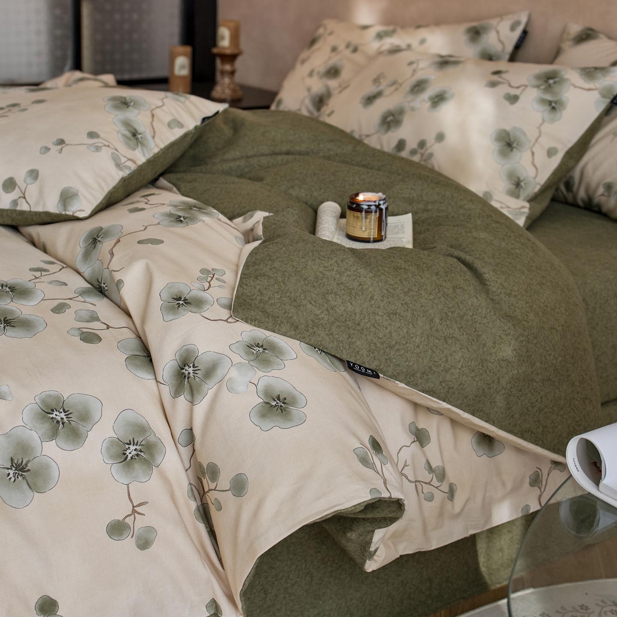 91家纺网 家纺一手货源 找家纺 涵宸家纺 2025新款全棉磨毛印花四件套-御岚 美觉-绿