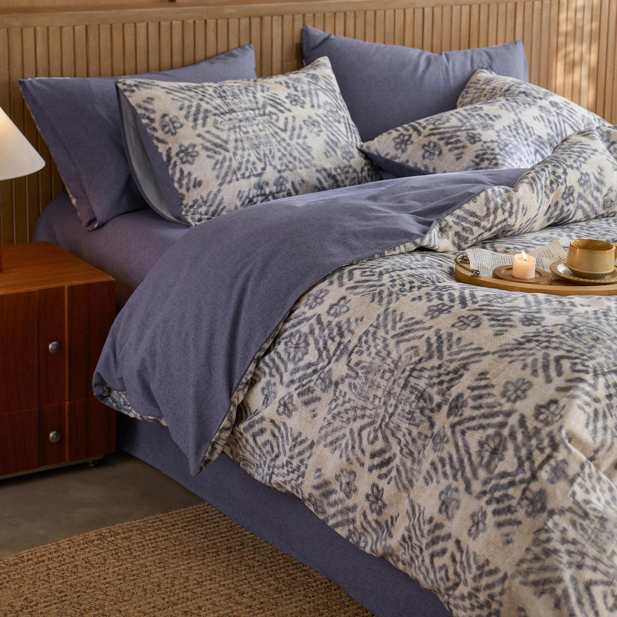 91家纺网 家纺一手货源 找家纺 涵宸家纺 2025新款全棉磨毛印花四件套-御岚 茗觉